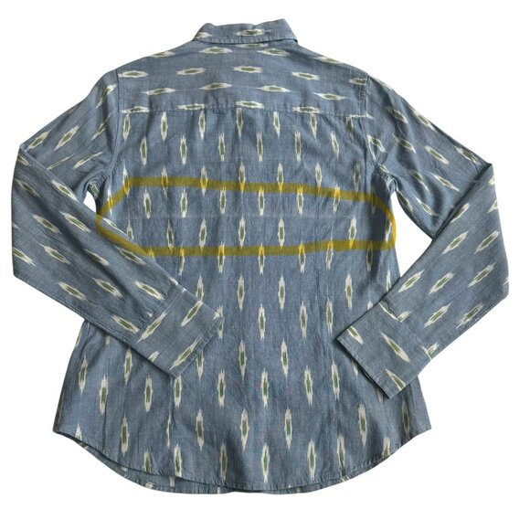 J. Crew women button down shirt sz 6/small abstract blue long sleeve 100% cotton - Picture 6 of 14